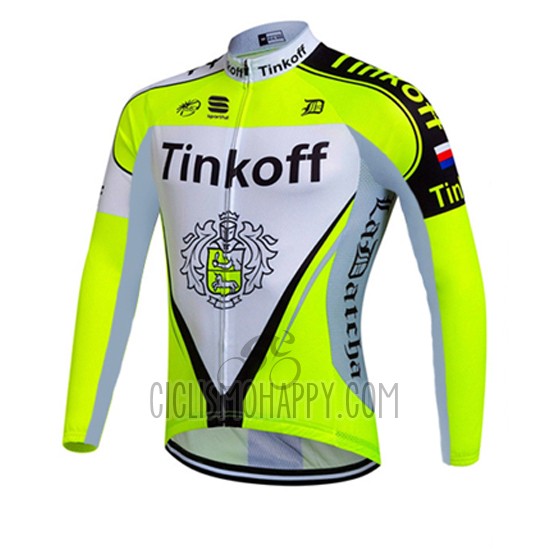 Tinkoff Cycling Jersey Bib Tight 2016 Long Sleeve Green and White